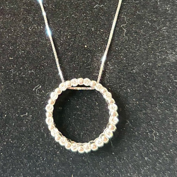 SOLD $2500 .50ct (1/2) Natural Diamond Circle Pendant 14kt White Gold - Picture 9 of 10
